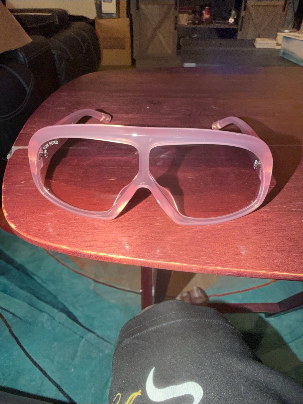 Tom Ford Oversized Pink Transparent Shield Sunglasses